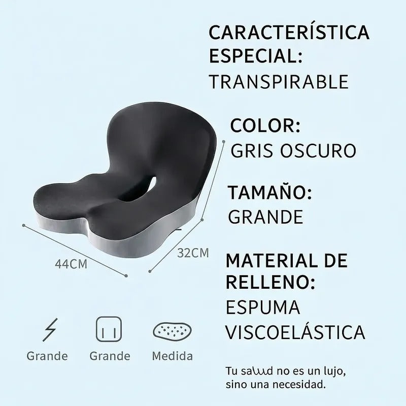 Características: gris oscuro, tamaño grande, espuma viscoelástica