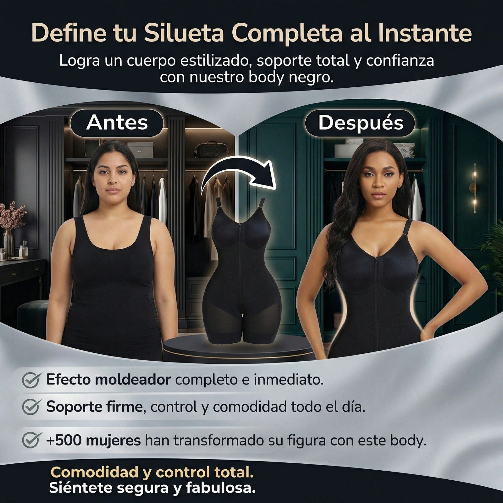 Faja Modeladora de Silueta con Cierre y Tirantes Ajustables