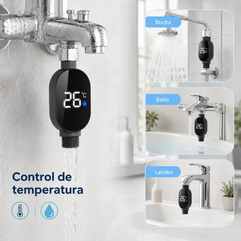 Control de temperatura en ducha, baño y lavabo