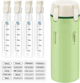 Dispensador de viaje 4 en 1 con 4 frascos y etiquetas