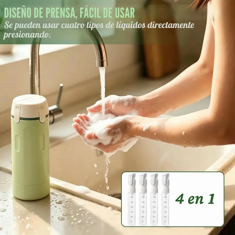 Dispensador 4 en 1 en uso