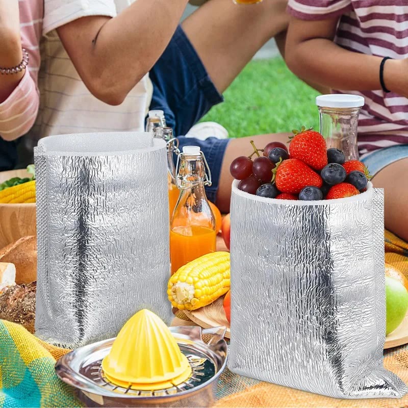 Fundas térmicas en un picnic con frutas y bebidas