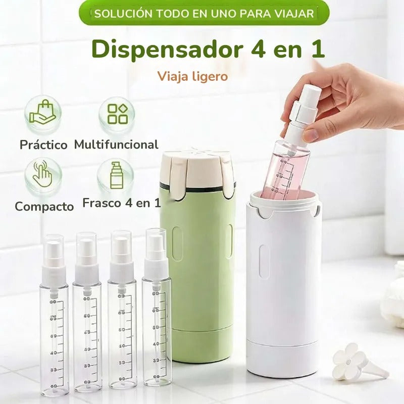 Dispensador 4 en 1: solución todo en uno para viajar