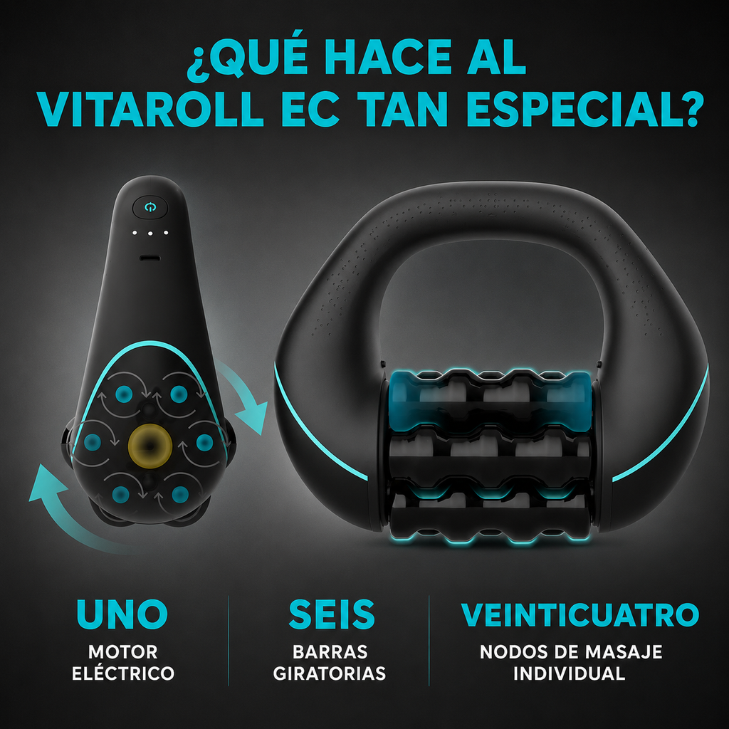 VitaRoll™ — Rodillo de Masaje Eléctrico 360° | Alivia el Dolor, Elimina Celulitis y Recupera tus Músculos