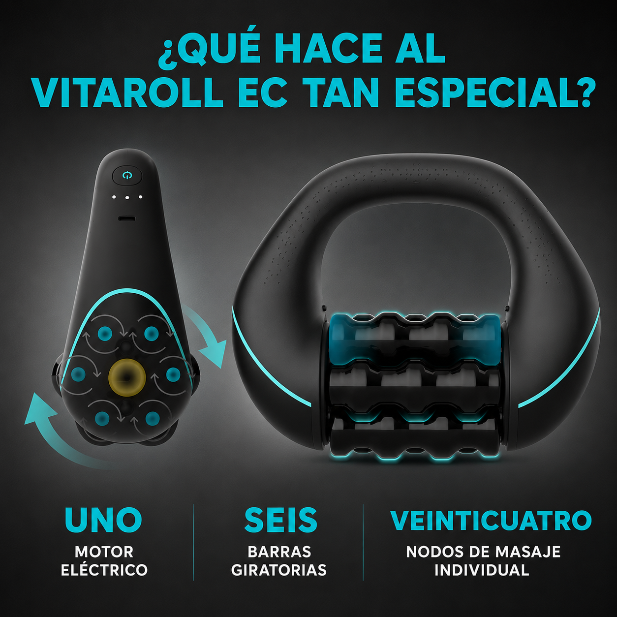 VitaRoll™ — Rodillo de Masaje Eléctrico 360° | Alivia el Dolor, Elimina Celulitis y Recupera tus Músculos